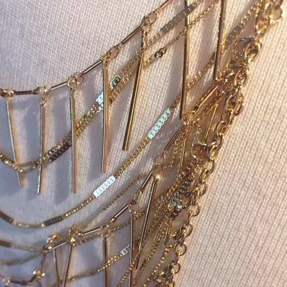 NEW! BCBG Maxazria Draped Fringe Gold Necklace - Picture 3 of 8